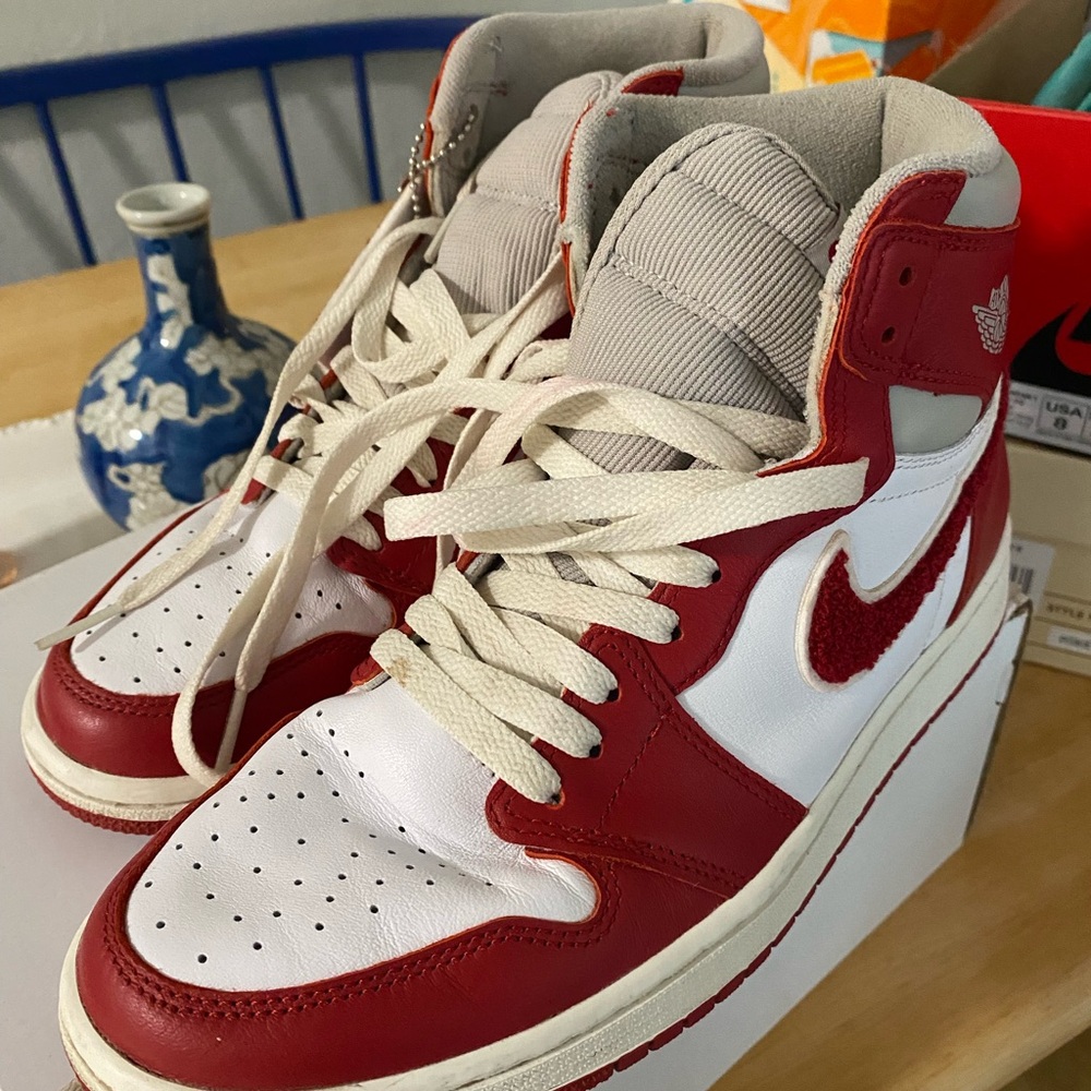 Red Jordan 1s worn a couple times